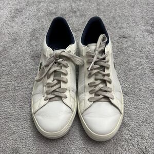 Lacoste Lerond 8 Low Top Leather Sneakers Shoes Men 8 Solid White Casual Lace Up